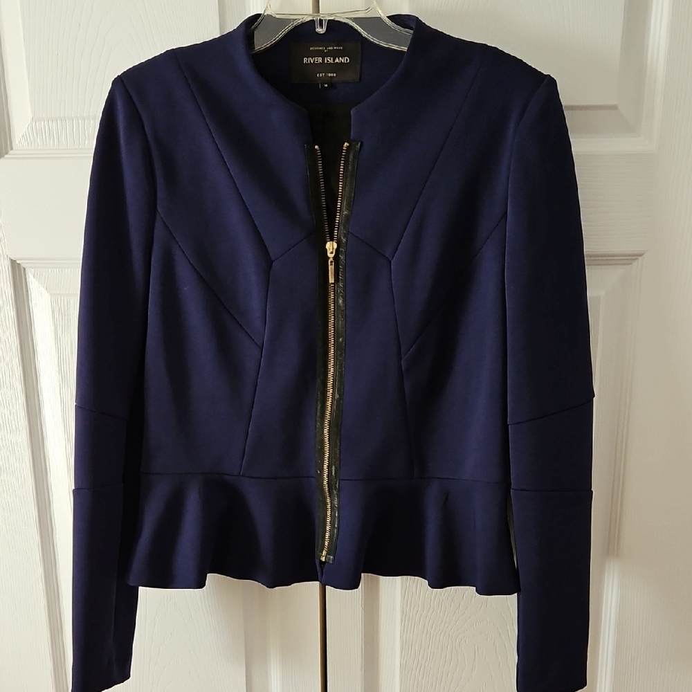 River Island Navy Peplum Blazer
